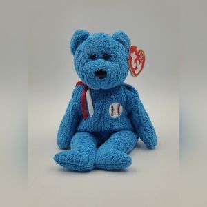 Vintage 2001 New TY Beanie Baby - ADDISON the Baseball Bear (8.5 inch) - MWMT